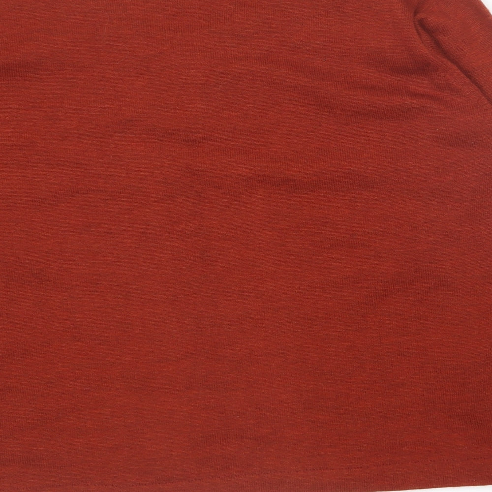 Celaia Womens Orange V-Neck Acrylic Pullover Jumper Size 14