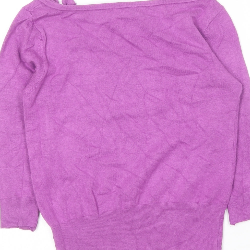 Dorothy Perkins Womens Purple Boat Neck Acrylic Pullover Jumper Size 16
