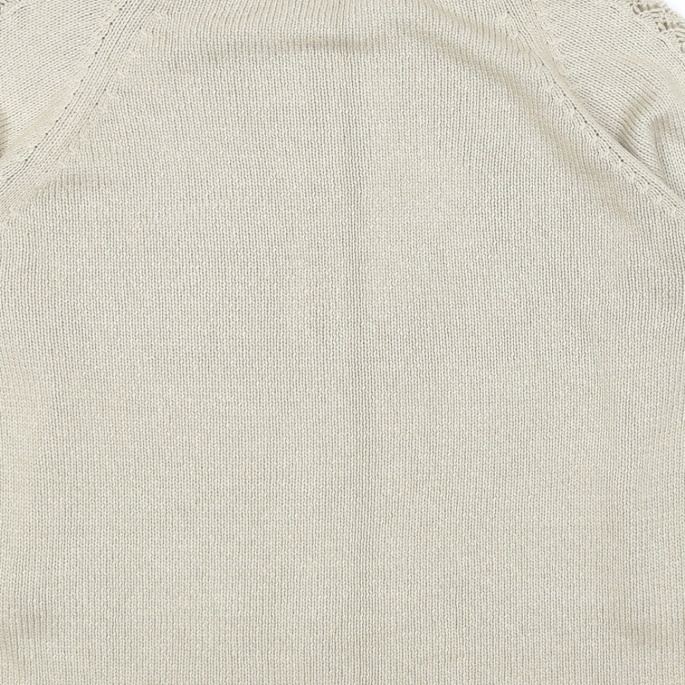 George Womens Beige Round Neck Acrylic Pullover Jumper Size 14