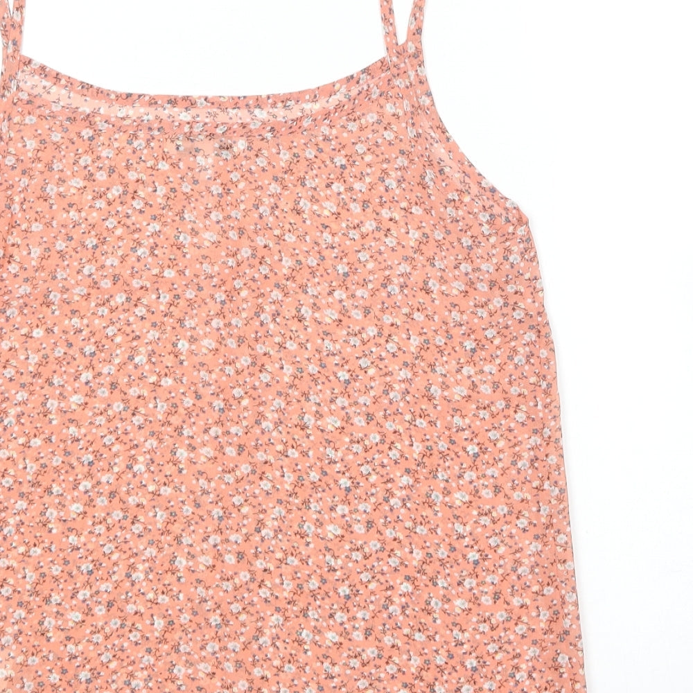 New Look Womens Multicoloured Floral Polyester Camisole T-Shirt Size 10 Square Neck