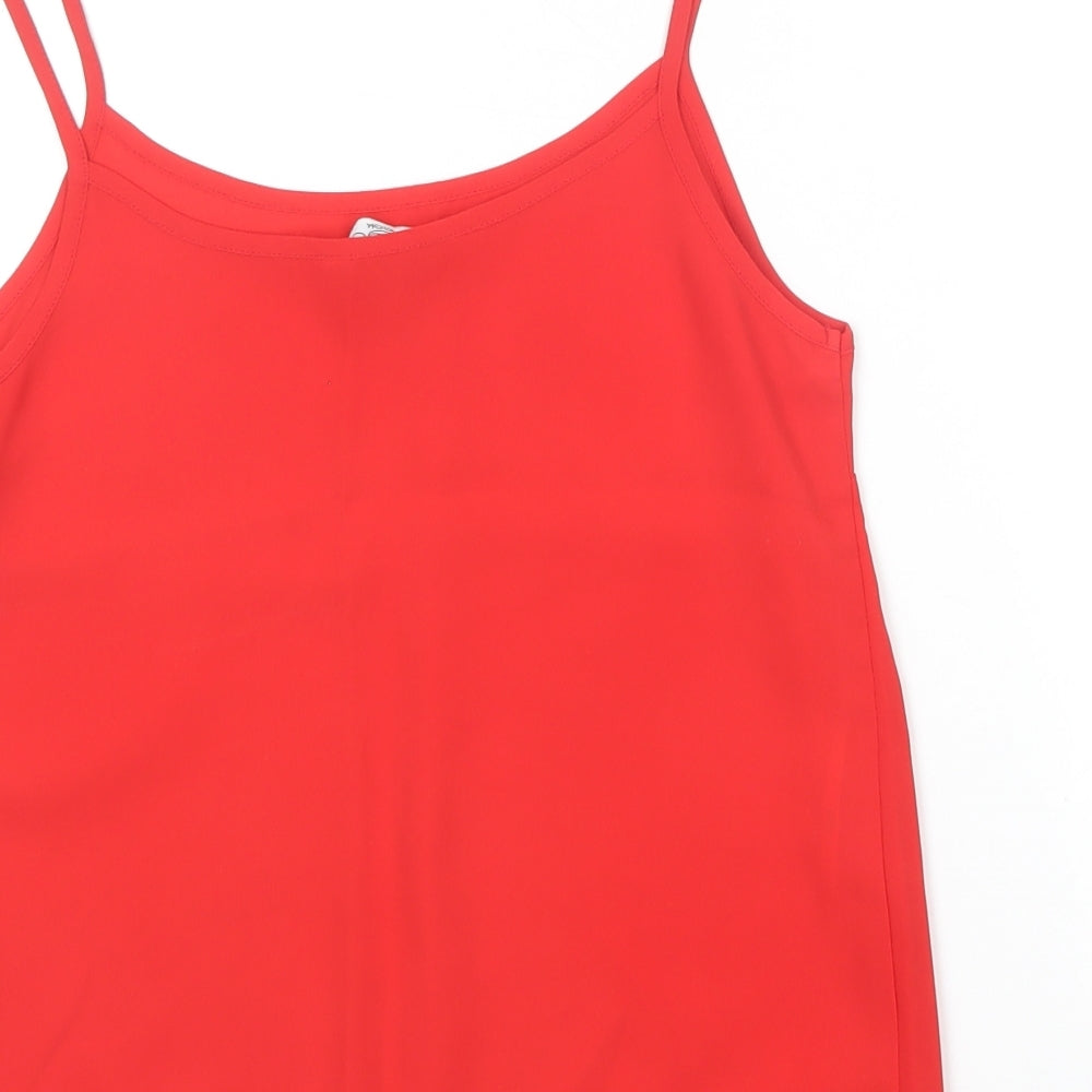 New Look Womens Red Polyester Camisole T-Shirt Size 8 V-Neck