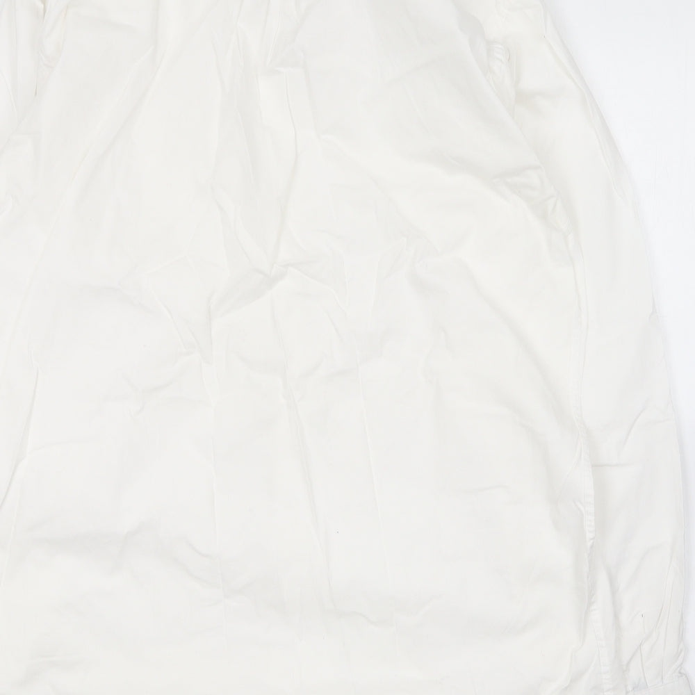 Mo casual Mens White Cotton Button-Up Size XL V-Neck