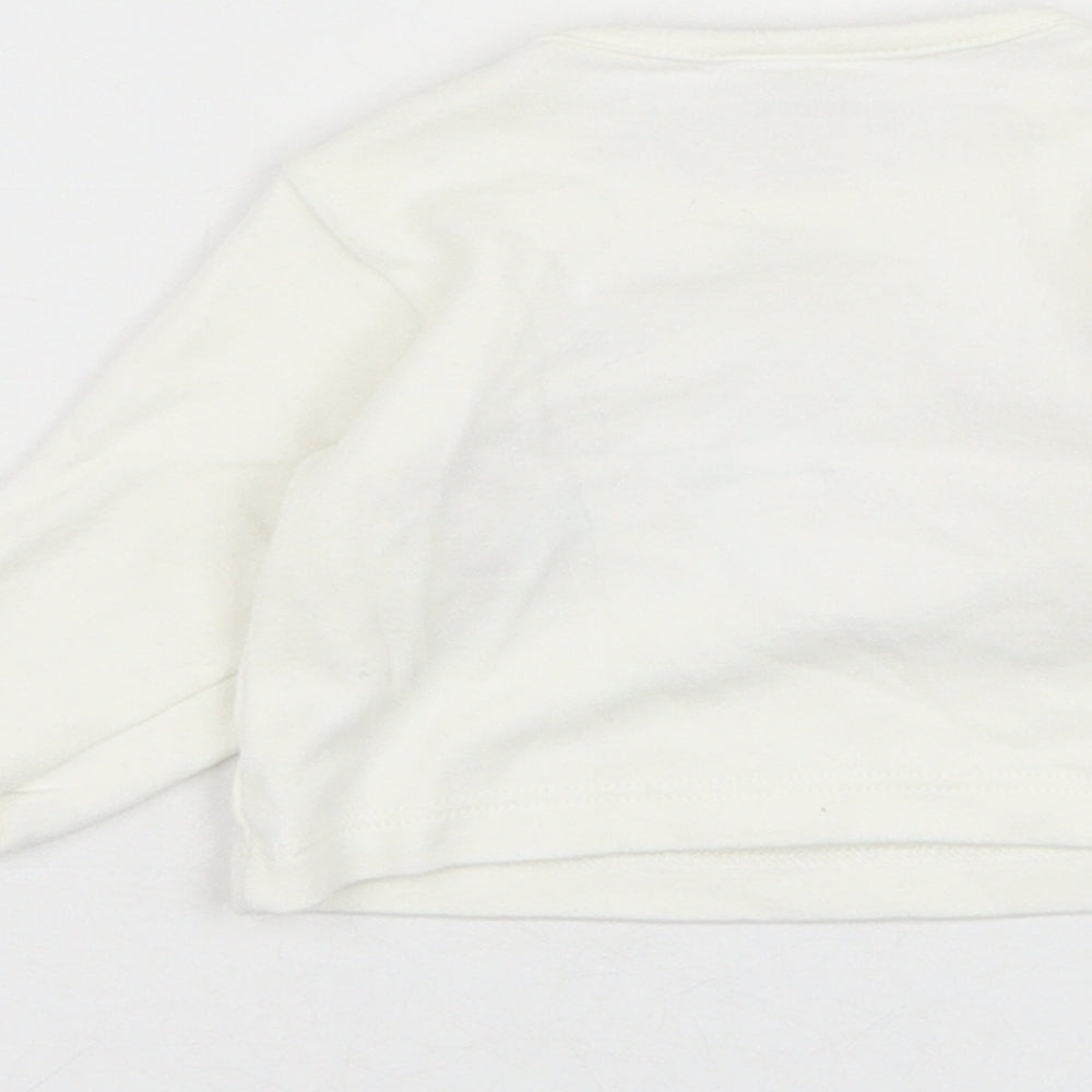 Just too cuddly Girls White Cotton Pullover Jumper Size 0-3 Months Pullover - Animal