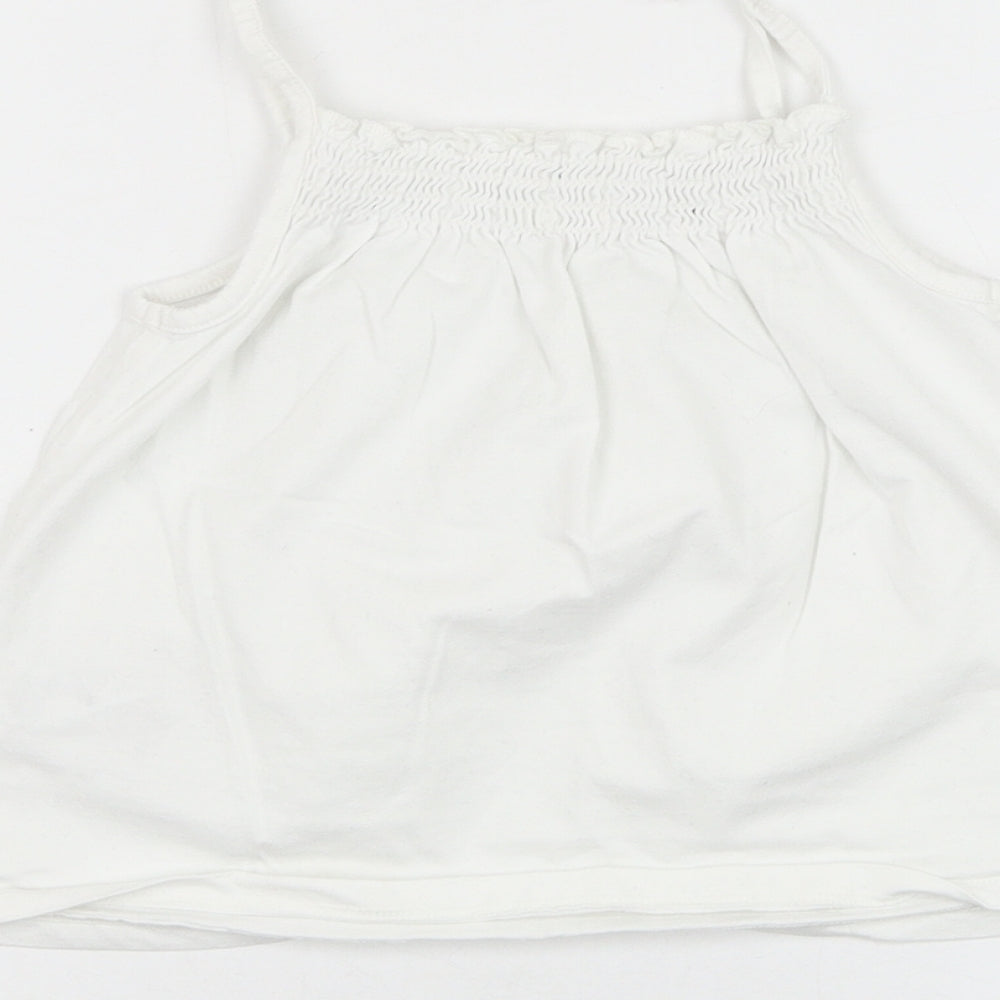 NEXT Girls White Cotton Basic Tank Size 4-5 Years Round Neck Pullover