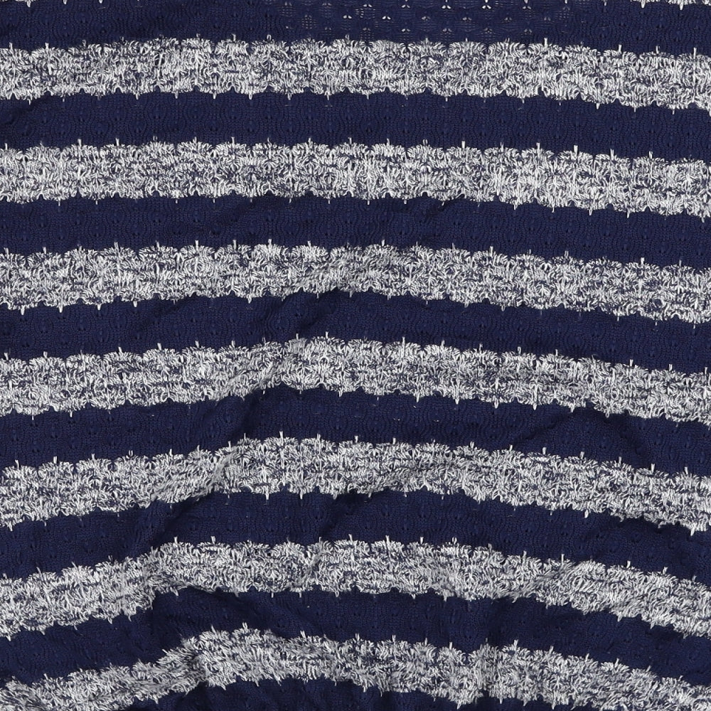 Red Herring Womens Blue Round Neck Striped Polyester Pullover Jumper Size 12