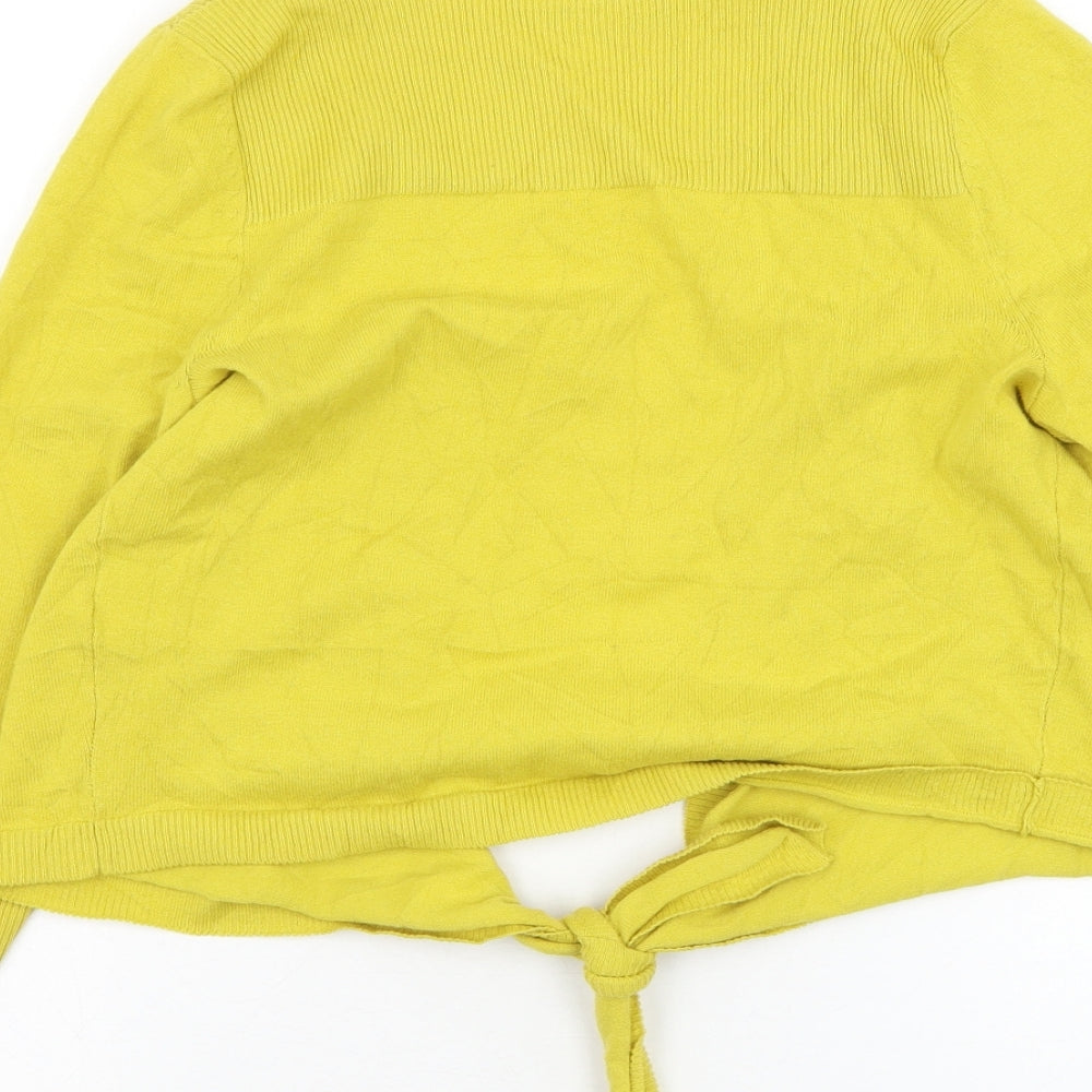 Wallis Womens Yellow V-Neck Cotton Cardigan Jumper Size S