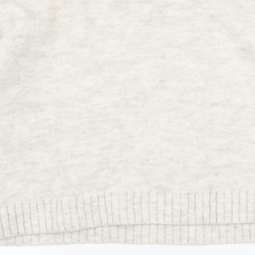 Divided by H&M Womens Ivory Round Neck Acrylic Pullover Jumper Size L