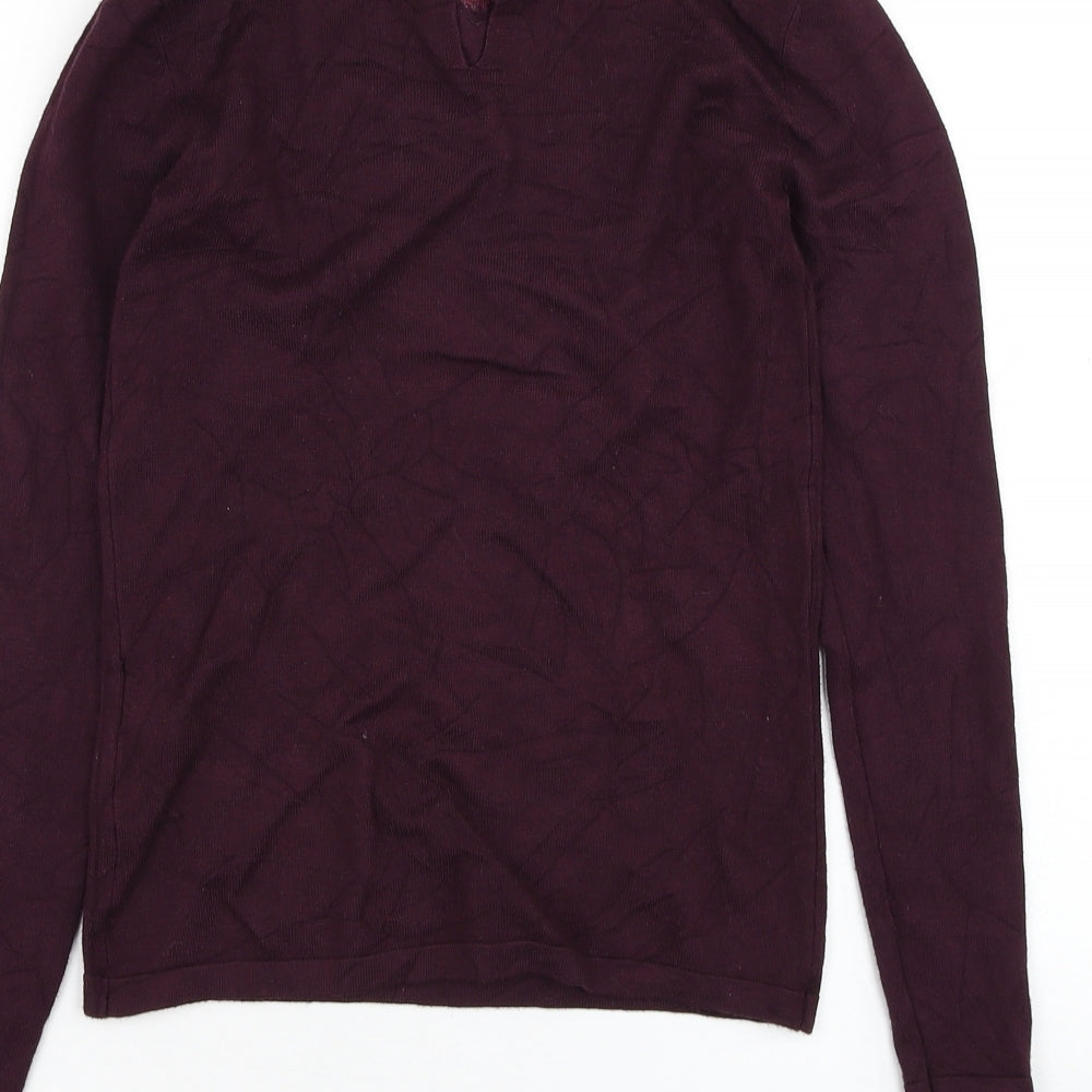 Warehouse Womens Purple Mock Neck Viscose Pullover Jumper Size S