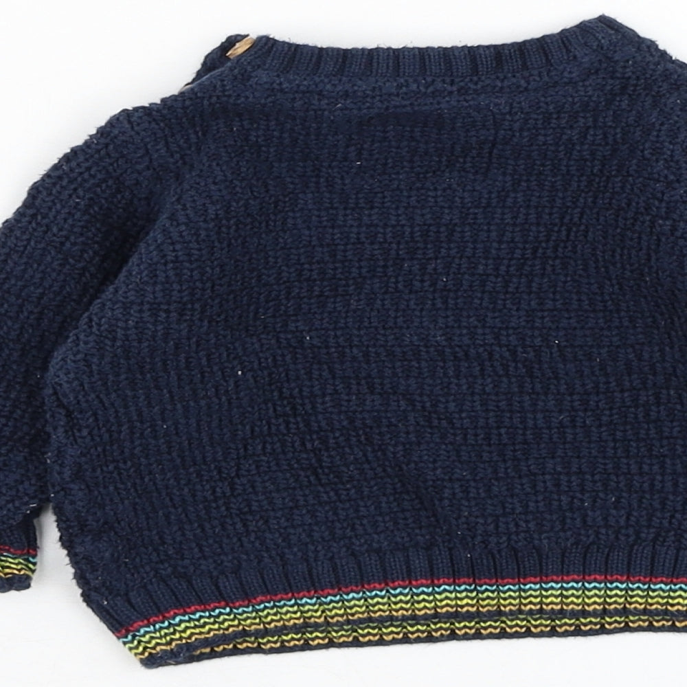 F&F Boys Blue Cotton Pullover Jumper Size 3-6 Months Pullover