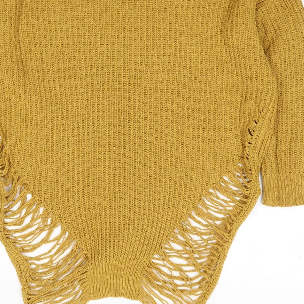 Cameo Rose Womens Yellow Round Neck Acrylic Pullover Jumper Size 10