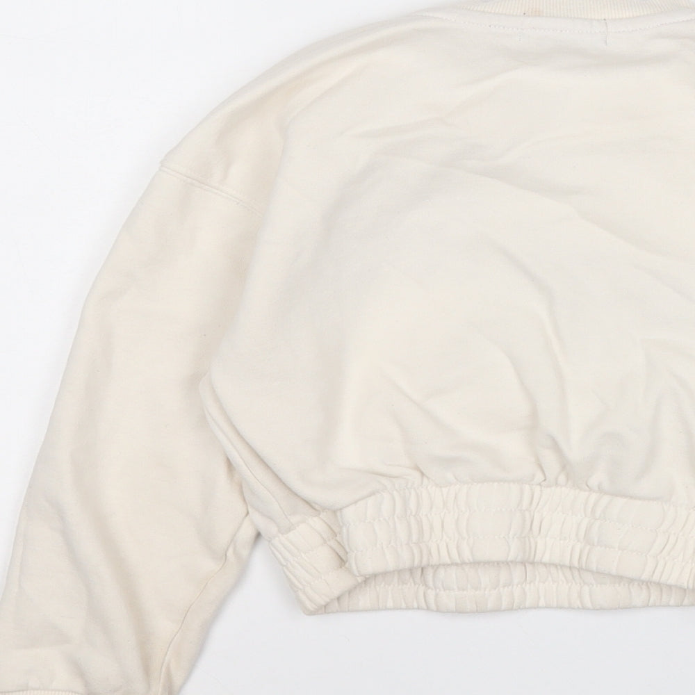 Primark Girls Beige Cotton Pullover Sweatshirt Size 7-8 Years - Positive Vibes