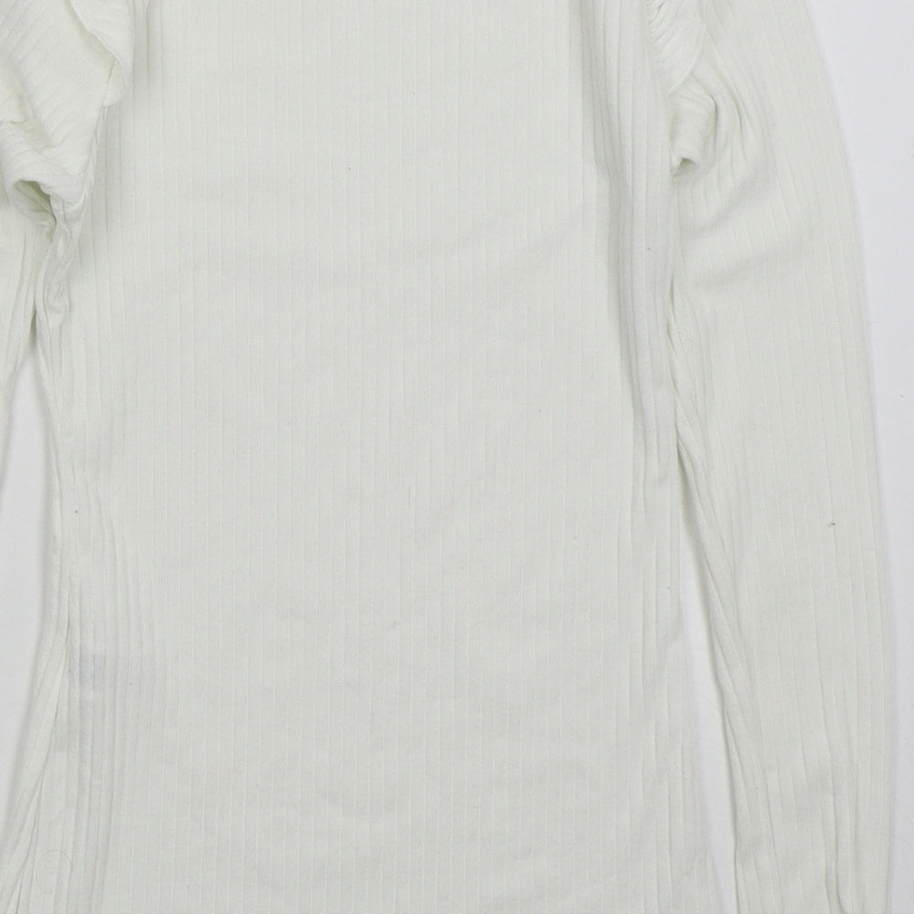 New Look Womens White Crew Neck Polyester Pullover Jumper Size 10