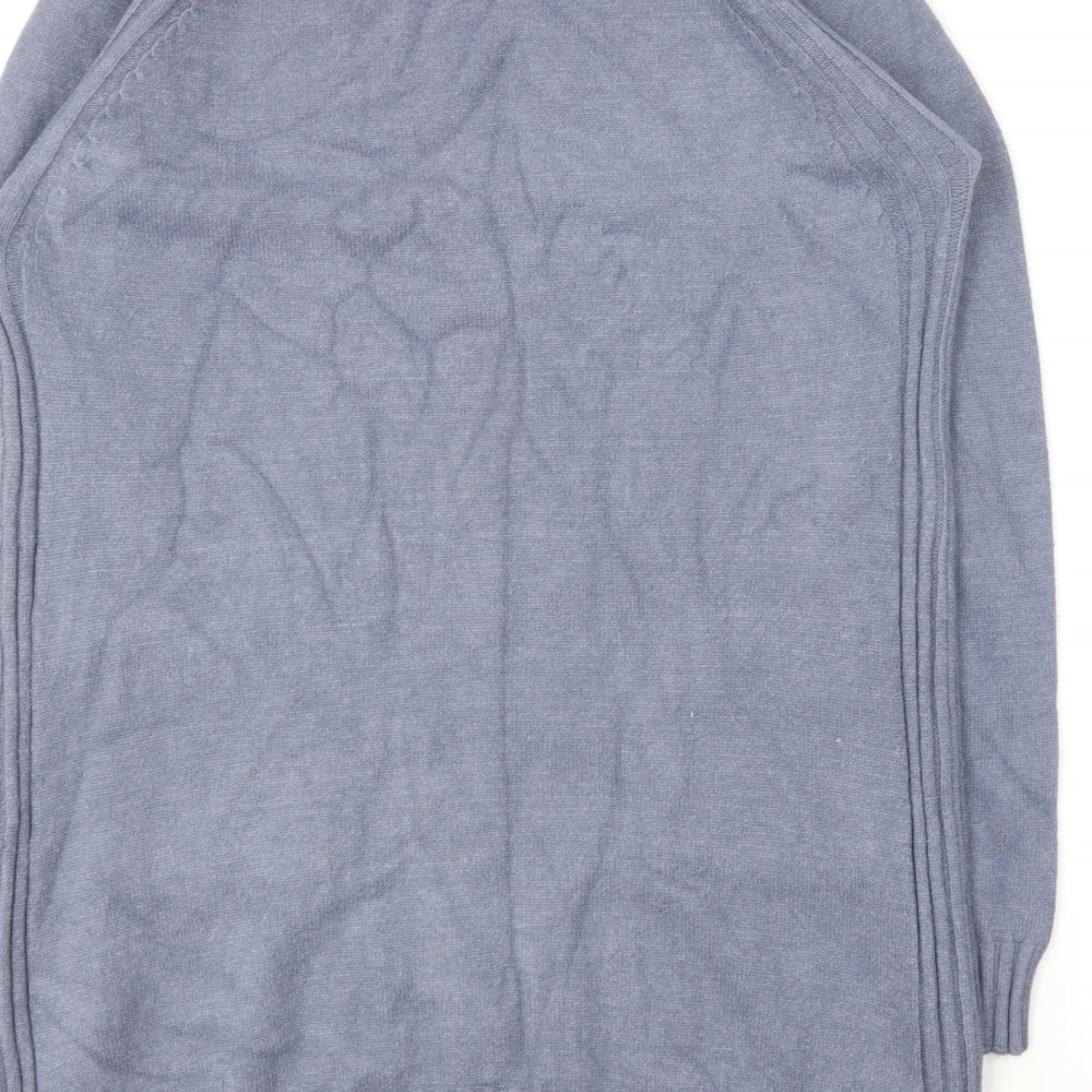 Buisdaei Womens Blue Round Neck Acrylic Pullover Jumper Size M