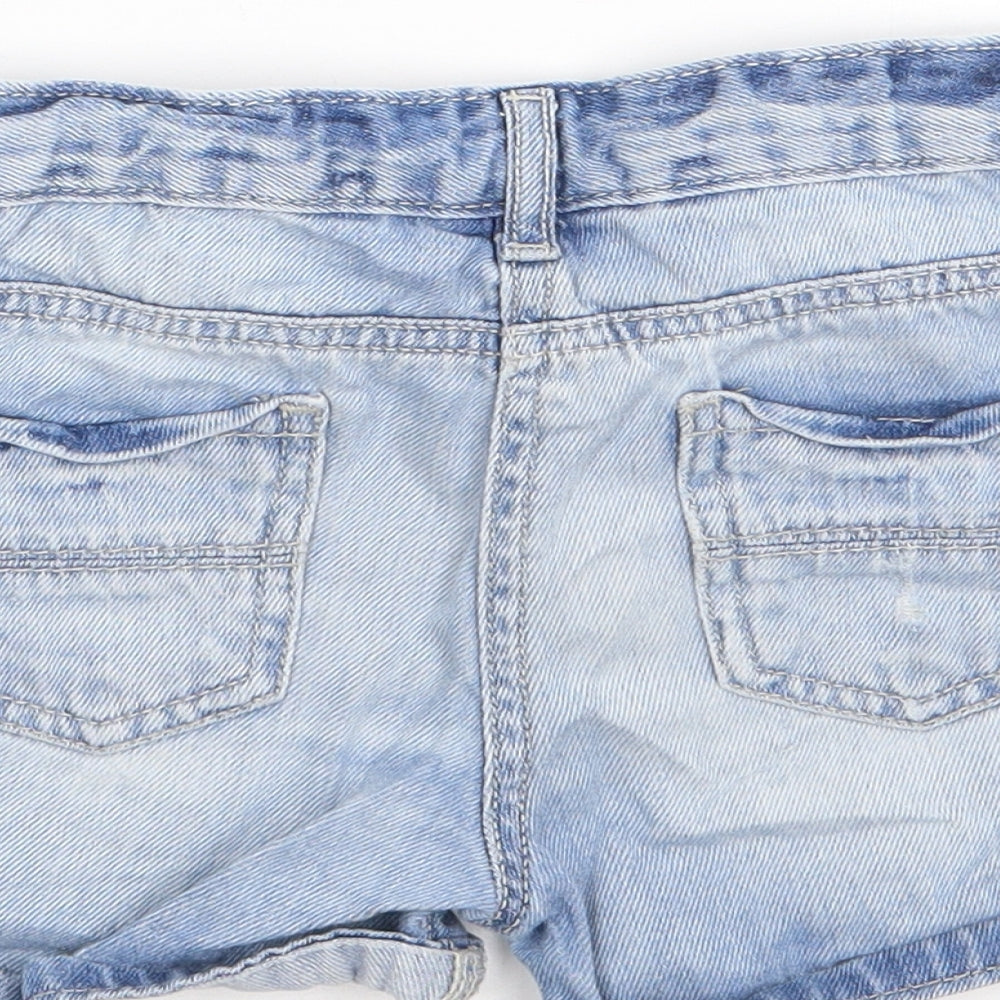 Matalan Girls Blue 100% Cotton Mom Shorts Size 7 Years Regular Zip