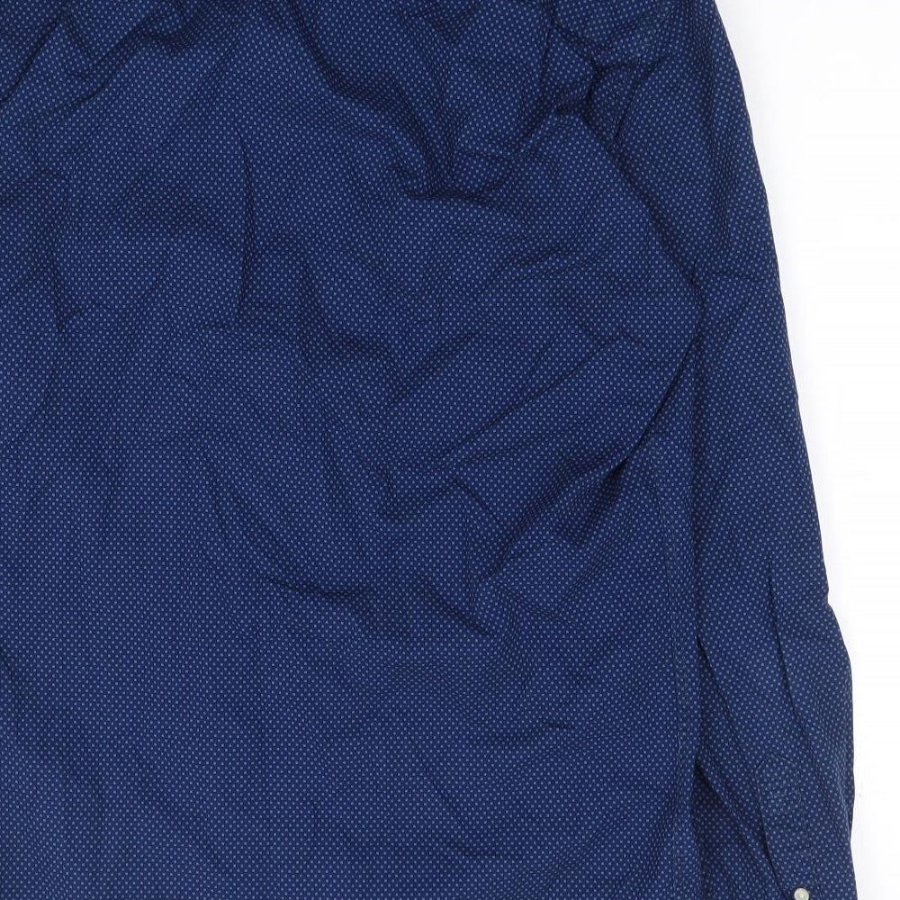 Gap Mens Blue Polka Dot Cotton Button-Up Size S Collared Button
