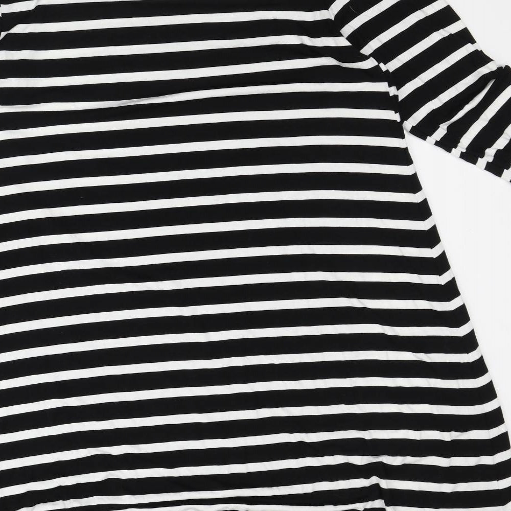 Amazon Womens White Striped Viscose T-Shirt Dress Size M Round Neck