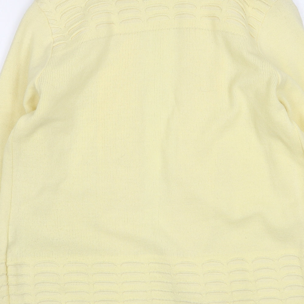 Envy Womens Yellow V-Neck Acrylic Cardigan Jumper Size S