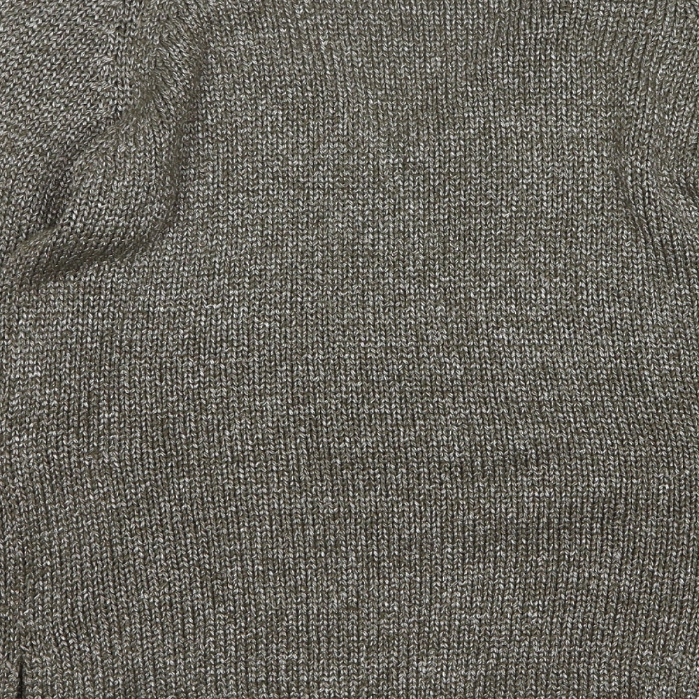 Brave Soul Womens Green V-Neck Acrylic Pullover Jumper Size S