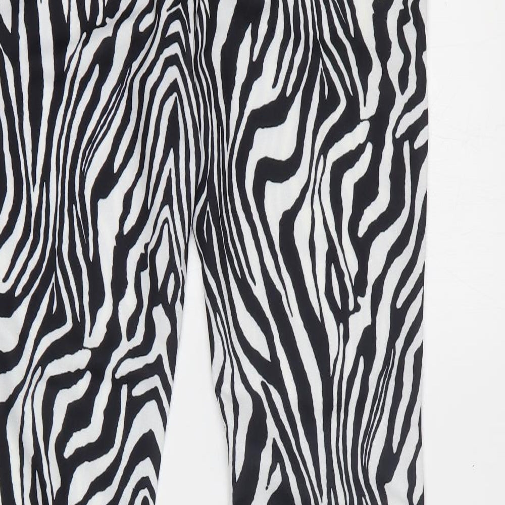 SheIn Womens Black Animal Print Polyester Trousers Size 6 L30 in Regular