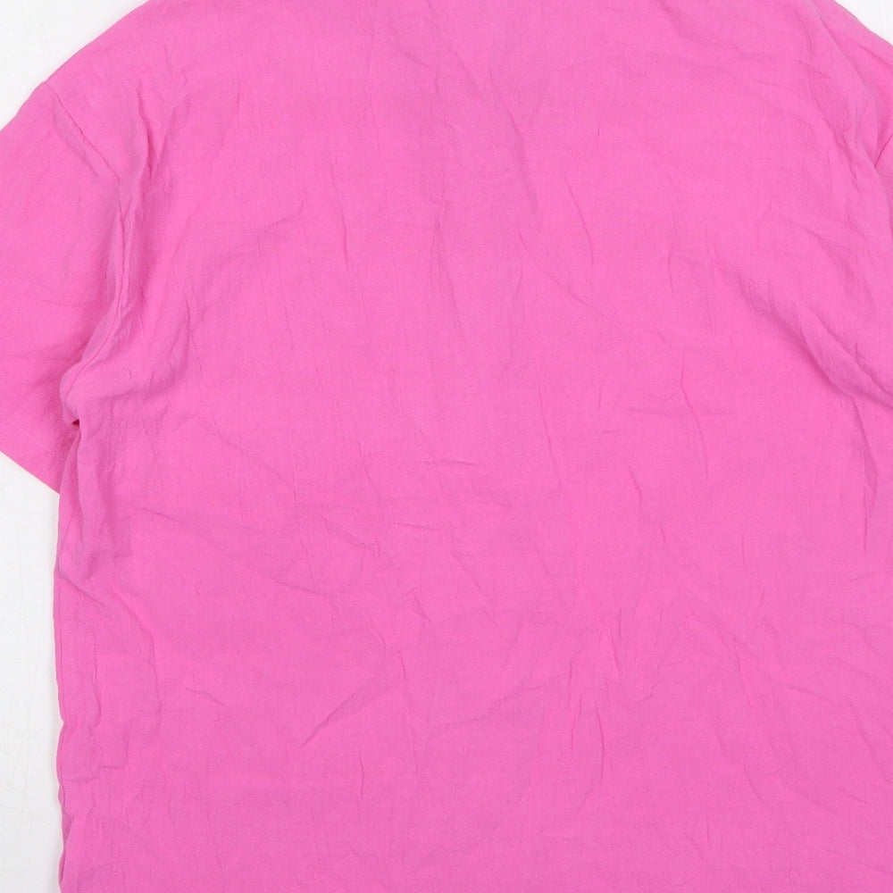Shein Womens Pink Polyester Basic Button-Up Size 6 Collared