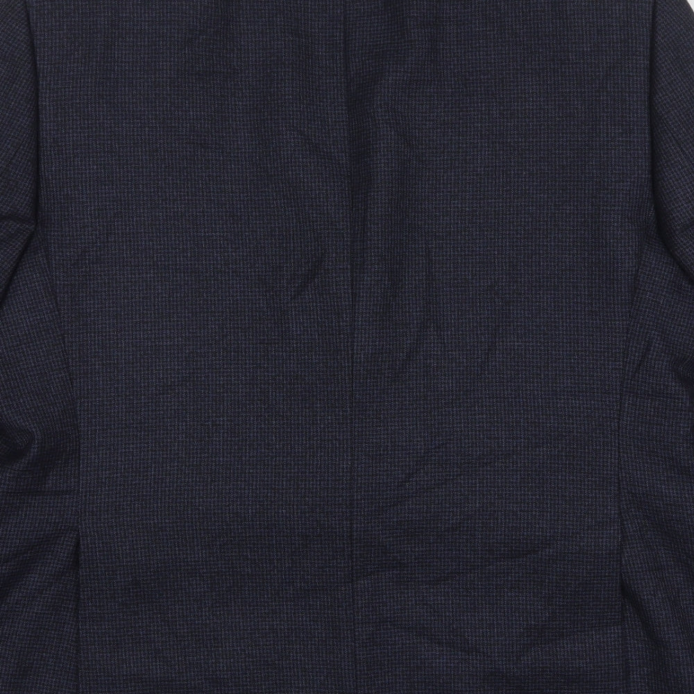 Marks & Spencer Mens Blue Houndstooth Viscose Jacket Suit Jacket Size 42
