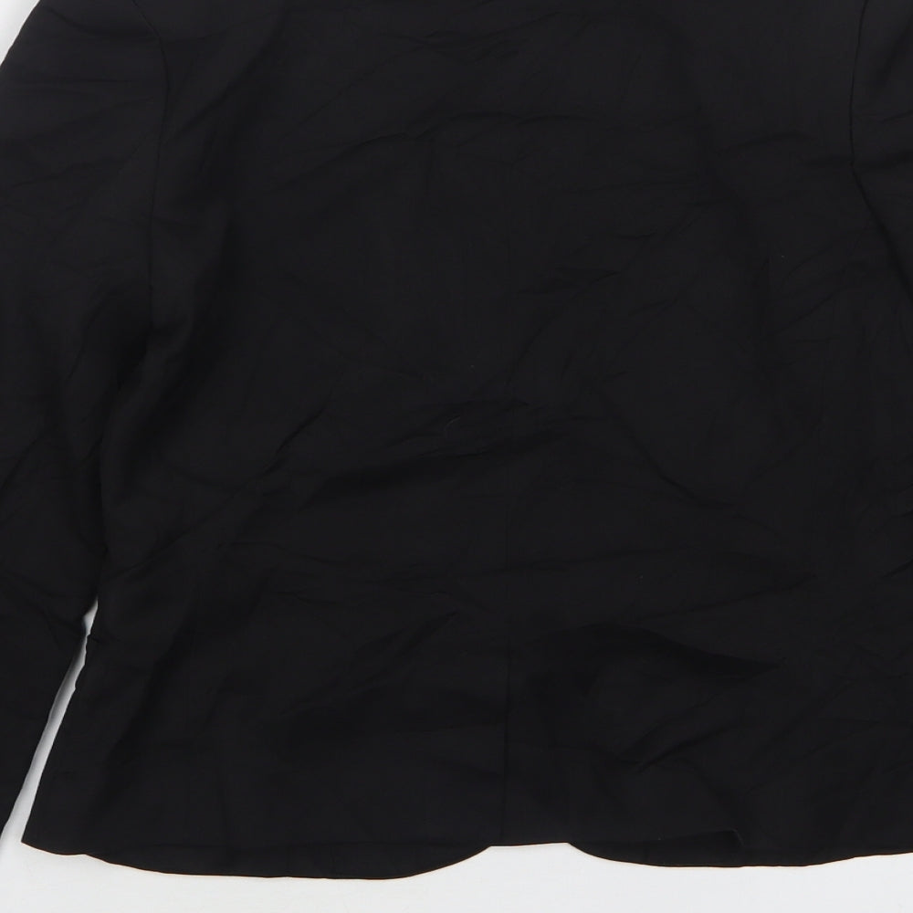 H&M Womens Black Polyester Jacket Suit Jacket Size 10