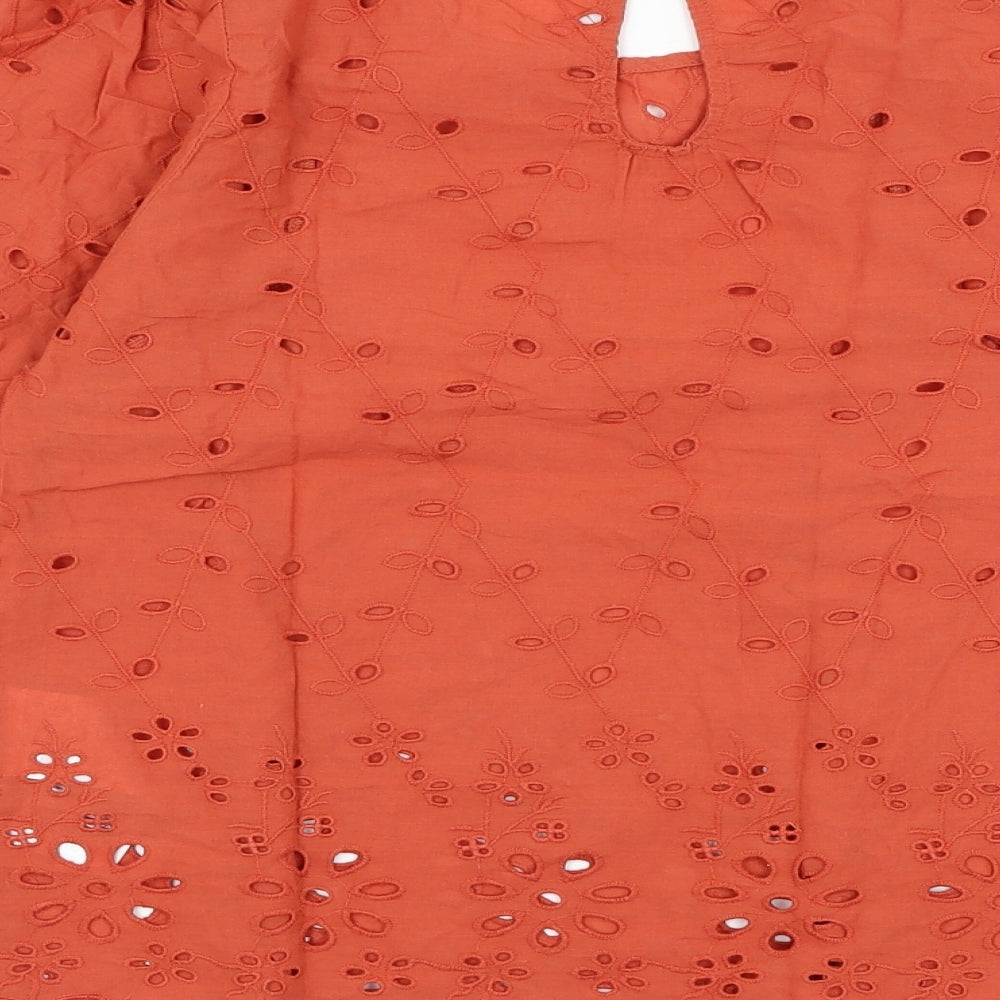 Only Womens Red Cotton Basic Blouse Size 6 Round Neck