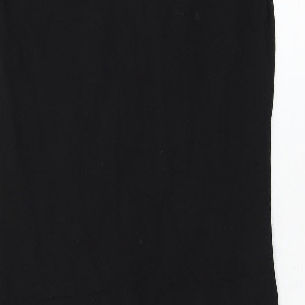Amisu Womens Black Geometric Polyester Tank Dress Size 10 Round Neck Pullover