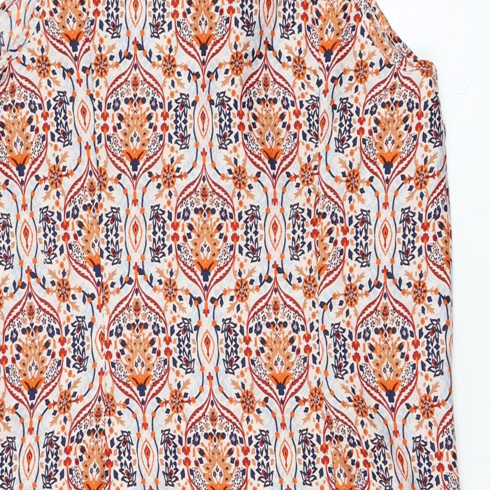 New Look Womens Ivory Geometric Polyester Shift Size 12 Round Neck Pullover