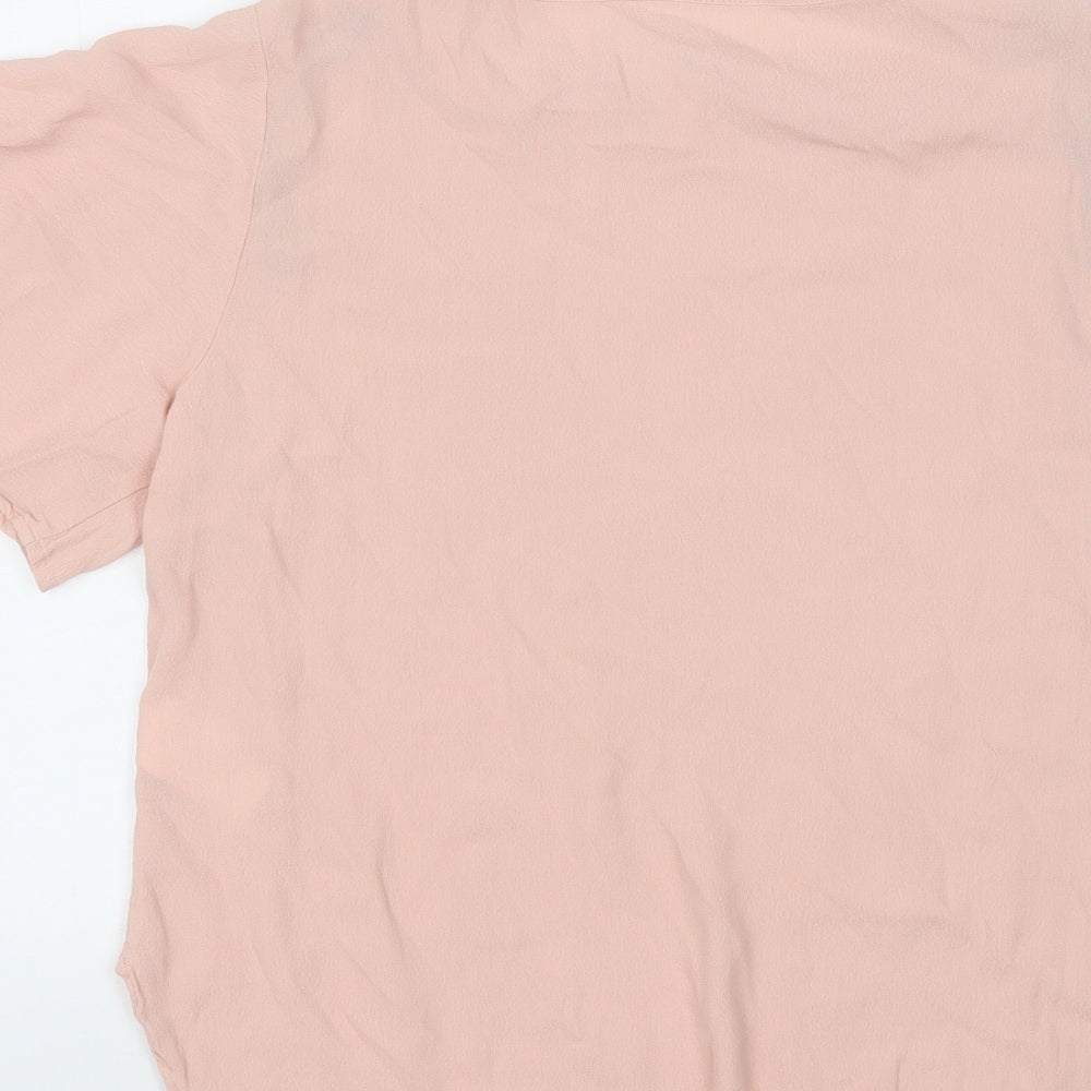 H&M Womens Pink Viscose Basic Blouse Size 8 Round Neck