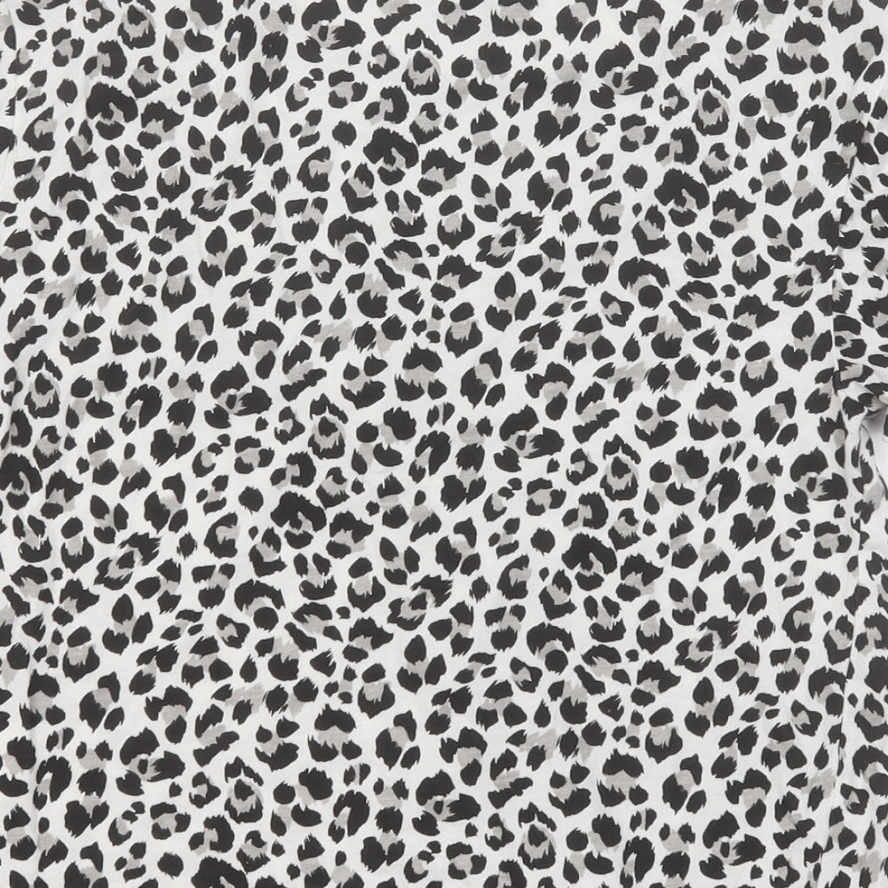 Divided by H&M Womens Black Animal Print Cotton Basic T-Shirt Size M Round Neck
