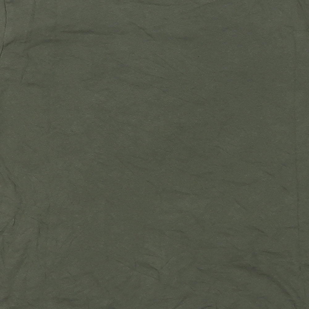 Canvas Womens Green Cotton Basic T-Shirt Size M Round Neck