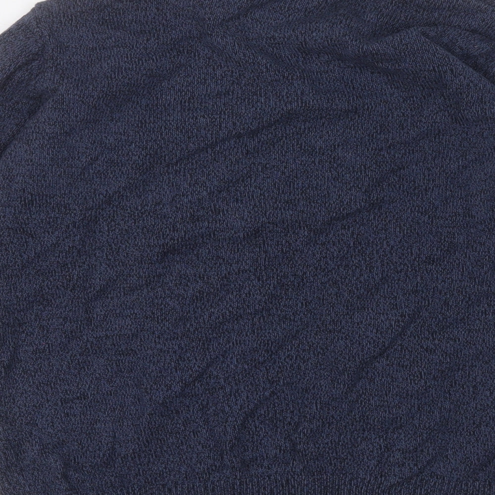 Easy Womens Blue Round Neck Cotton Pullover Jumper Size M