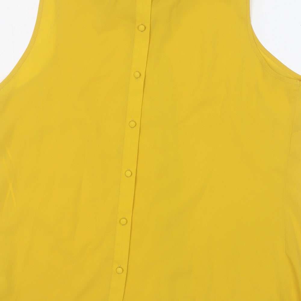 Papaya Womens Yellow Polyester Basic Blouse Size 16 Collared