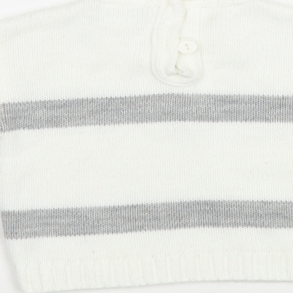 Dandelion Baby White Striped Acrylic Pullover Jumper Size 6-9 Months Button - Boat
