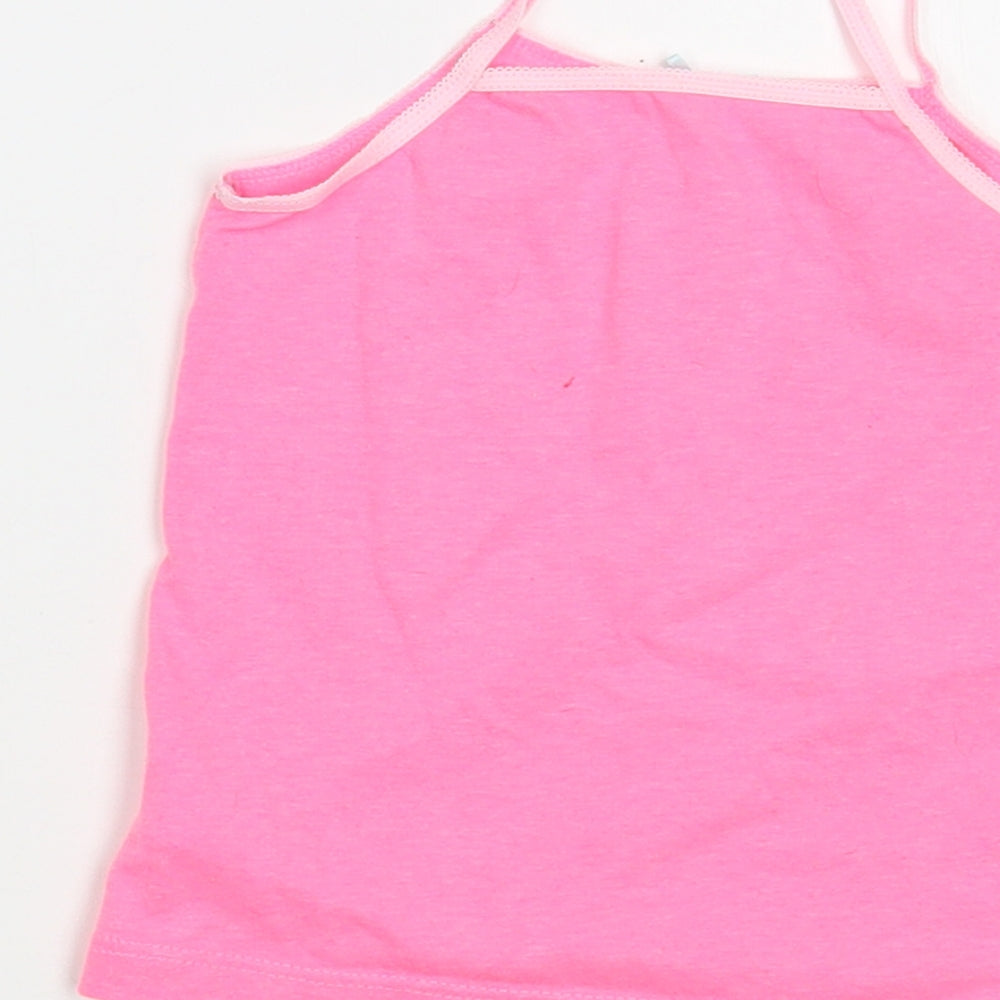 Primark Girls Pink Cotton Camisole T-Shirt Size 2-3 Years Round Neck Pullover - Unicorn