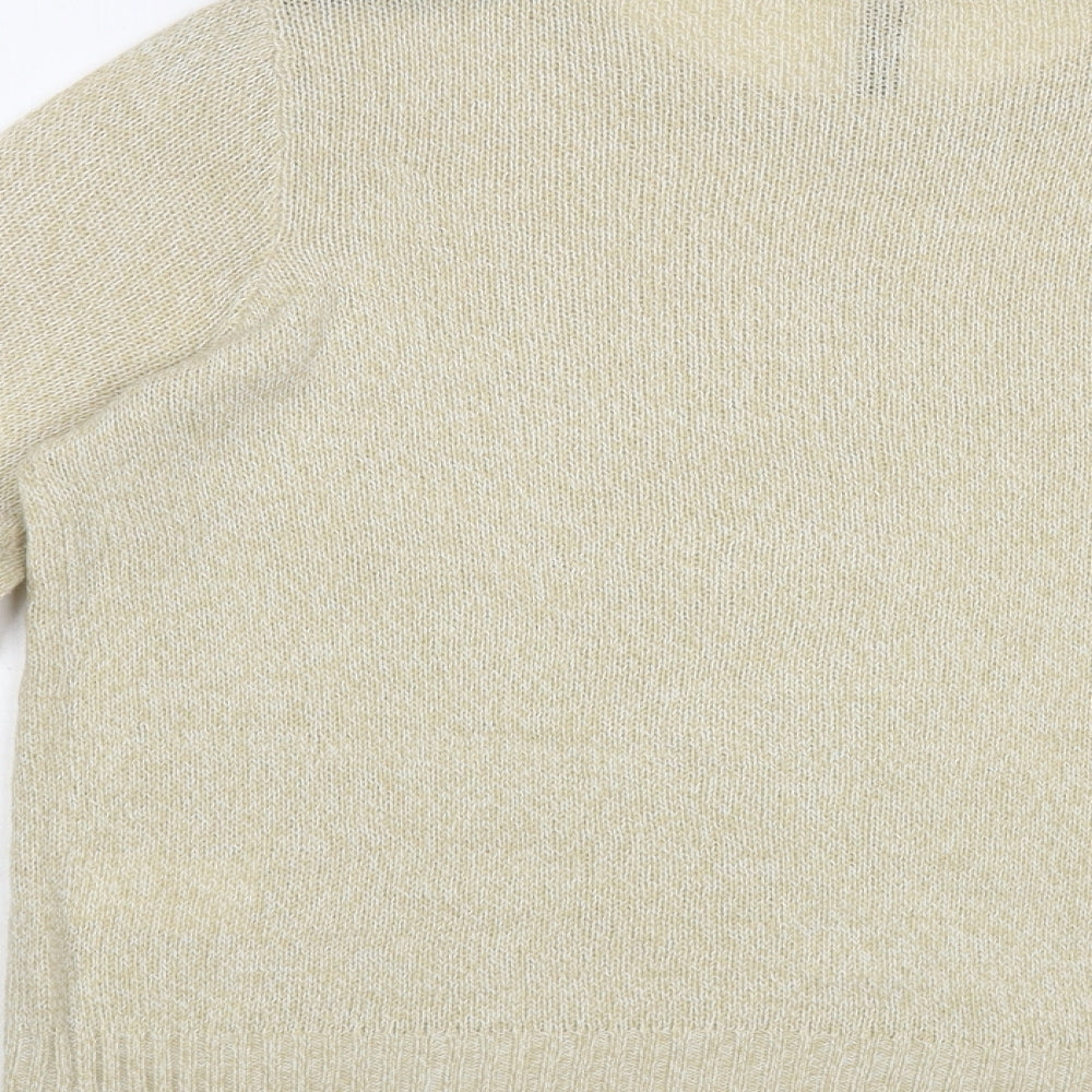 H&M Womens Beige Boat Neck Acrylic Pullover Jumper Size M