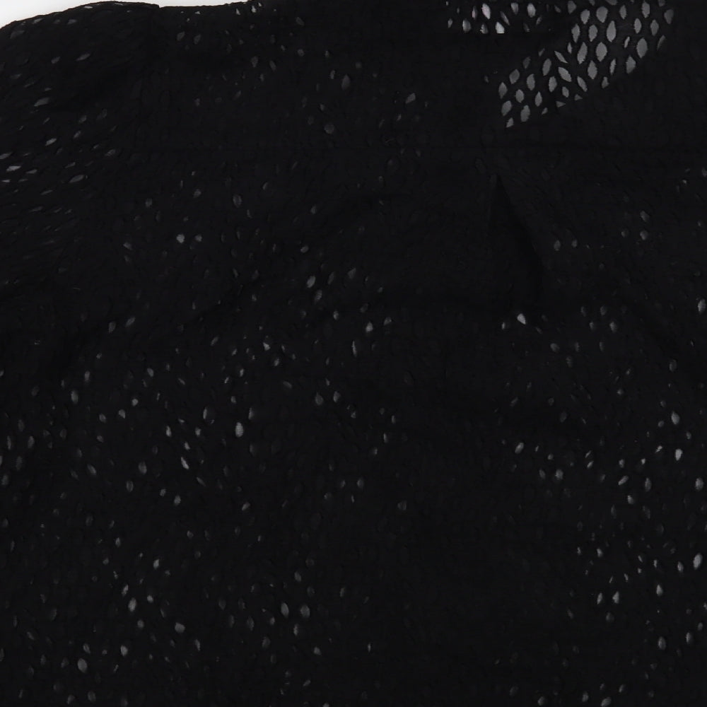 Savida Womens Black Polyester Basic Button-Up Size L Collared