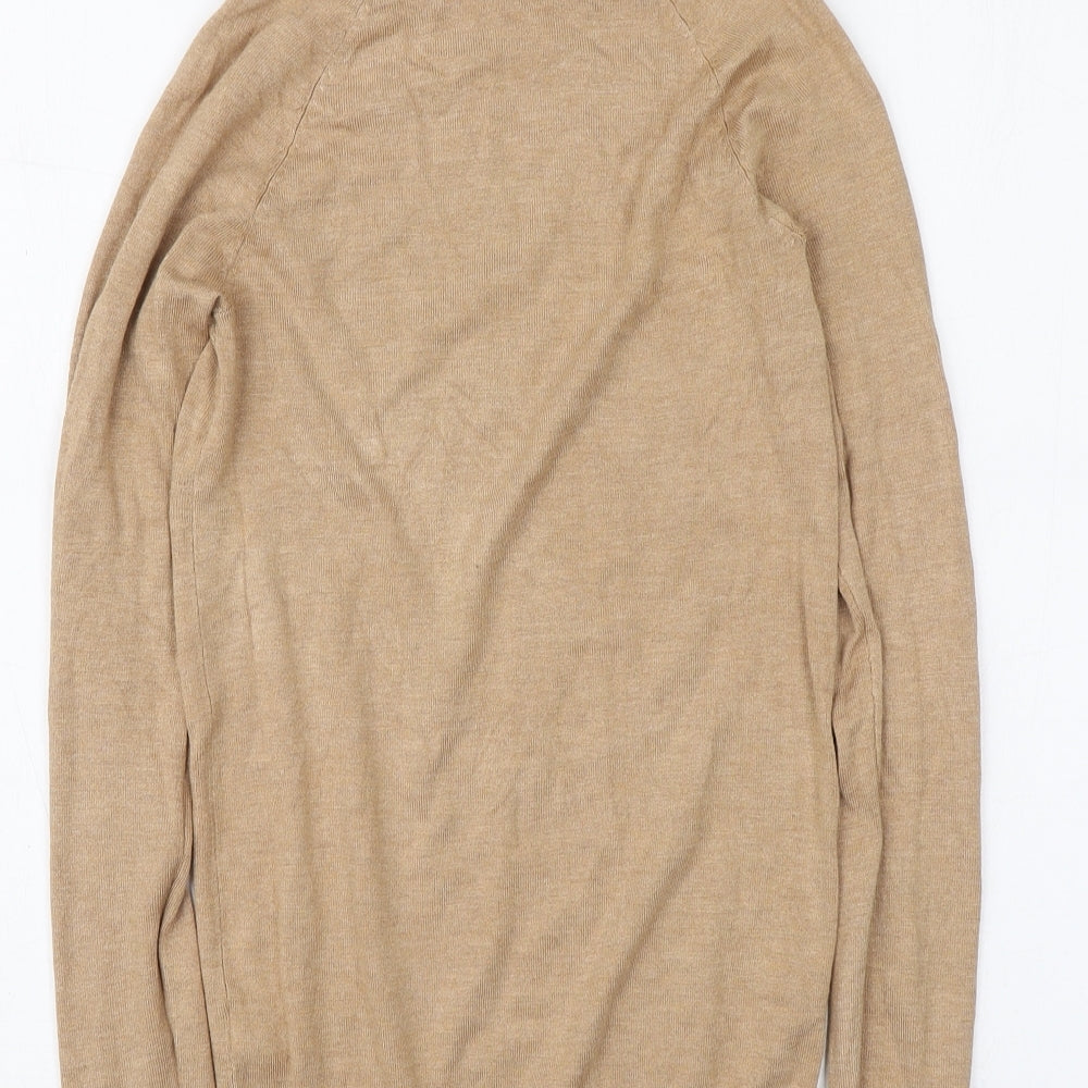 Dunnes Stores Womens Beige Round Neck Viscose Pullover Jumper Size XS