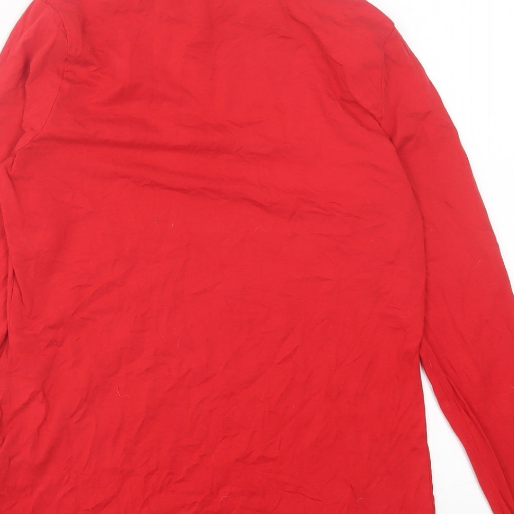 Landsend Womens Red Cotton Basic Size S Roll Neck