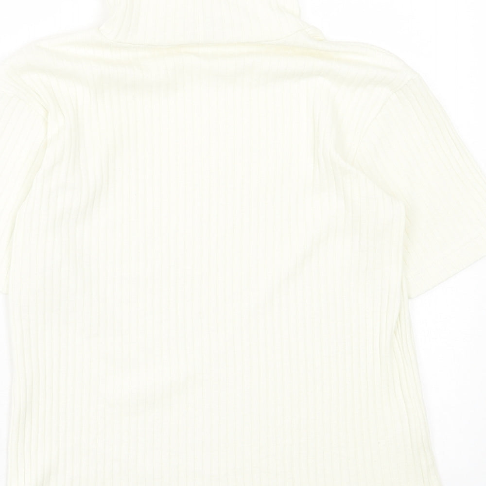 Joie de Vivre Womens Ivory Polyester Basic T-Shirt Size 10 Roll Neck