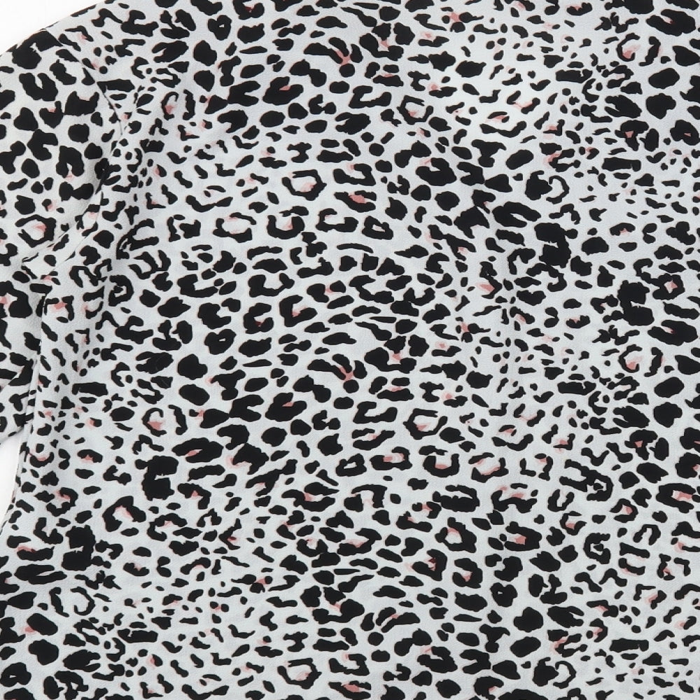 Doroth Womens Grey Animal Print Polyester Camisole Button-Up Size 10 Collared