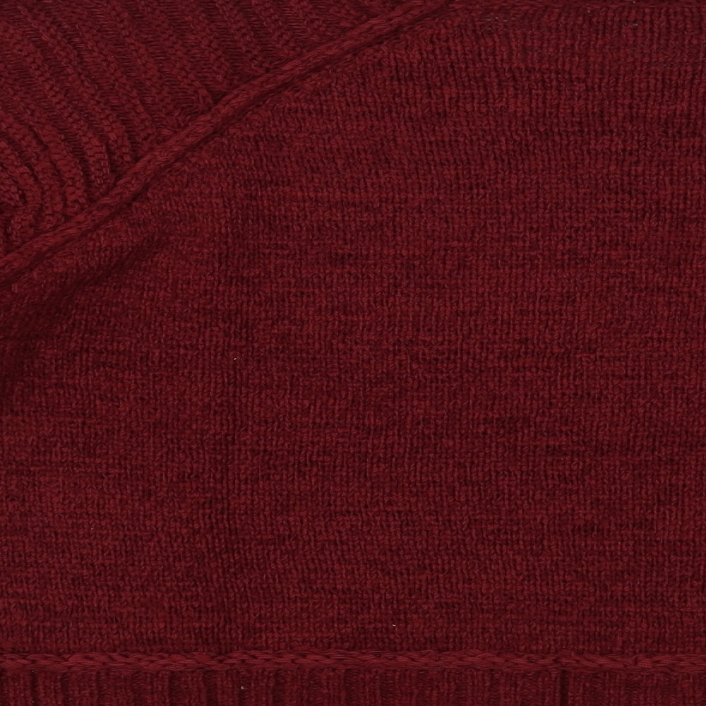 Studio Womens Red Crew Neck Acrylic Pullover Jumper Size 16