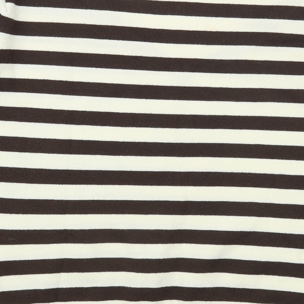 H&M Womens Ivory V-Neck Striped Acrylic Pullover Jumper Size M