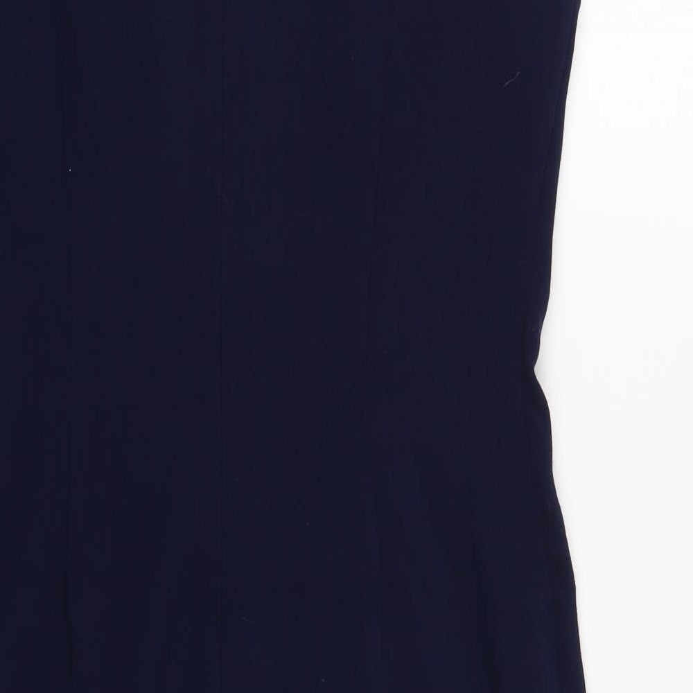 Derhy Womens Blue Polyester Pencil Dress Size L Boat Neck Zip