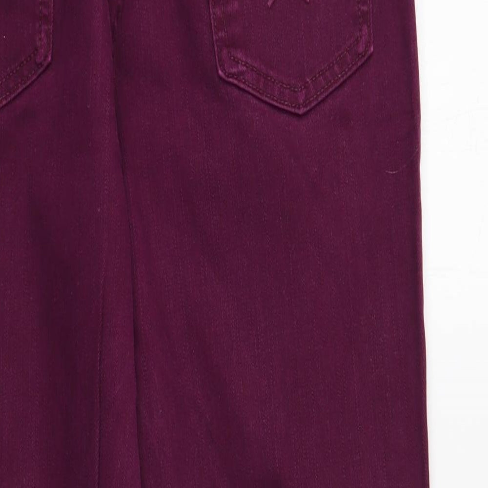 Marks & Spencer Womens Purple Cotton Skinny Jeans Size 10 L27 in Regular Button
