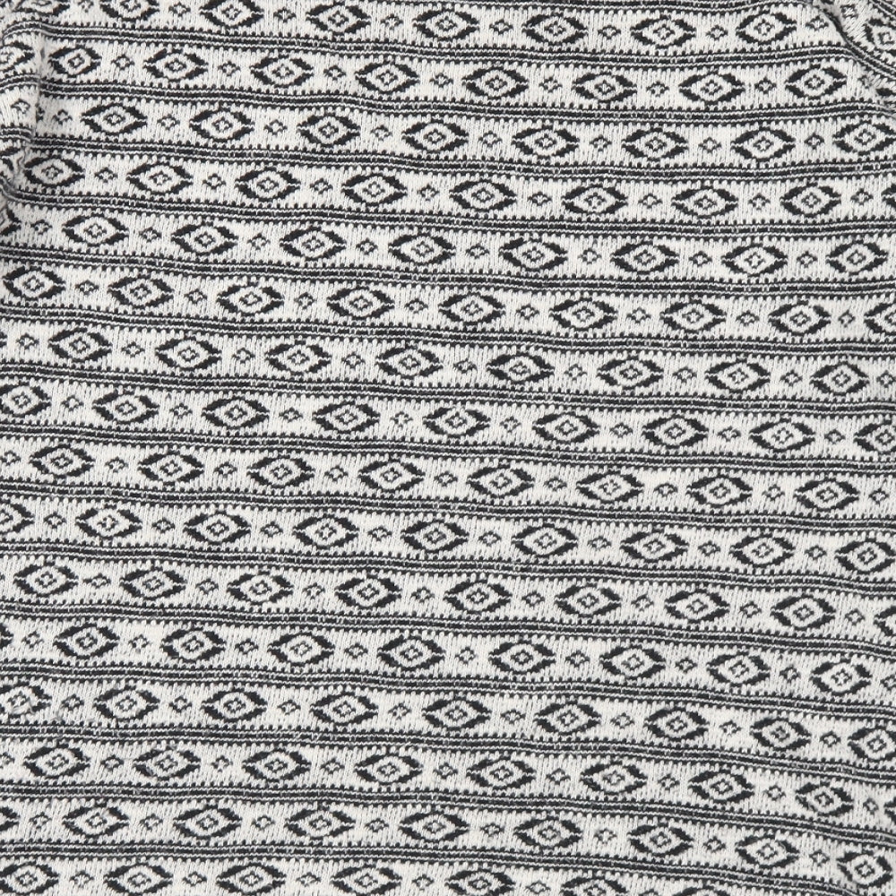 NEXT Womens Black Round Neck Geometric Acrylic Pullover Jumper Size 12