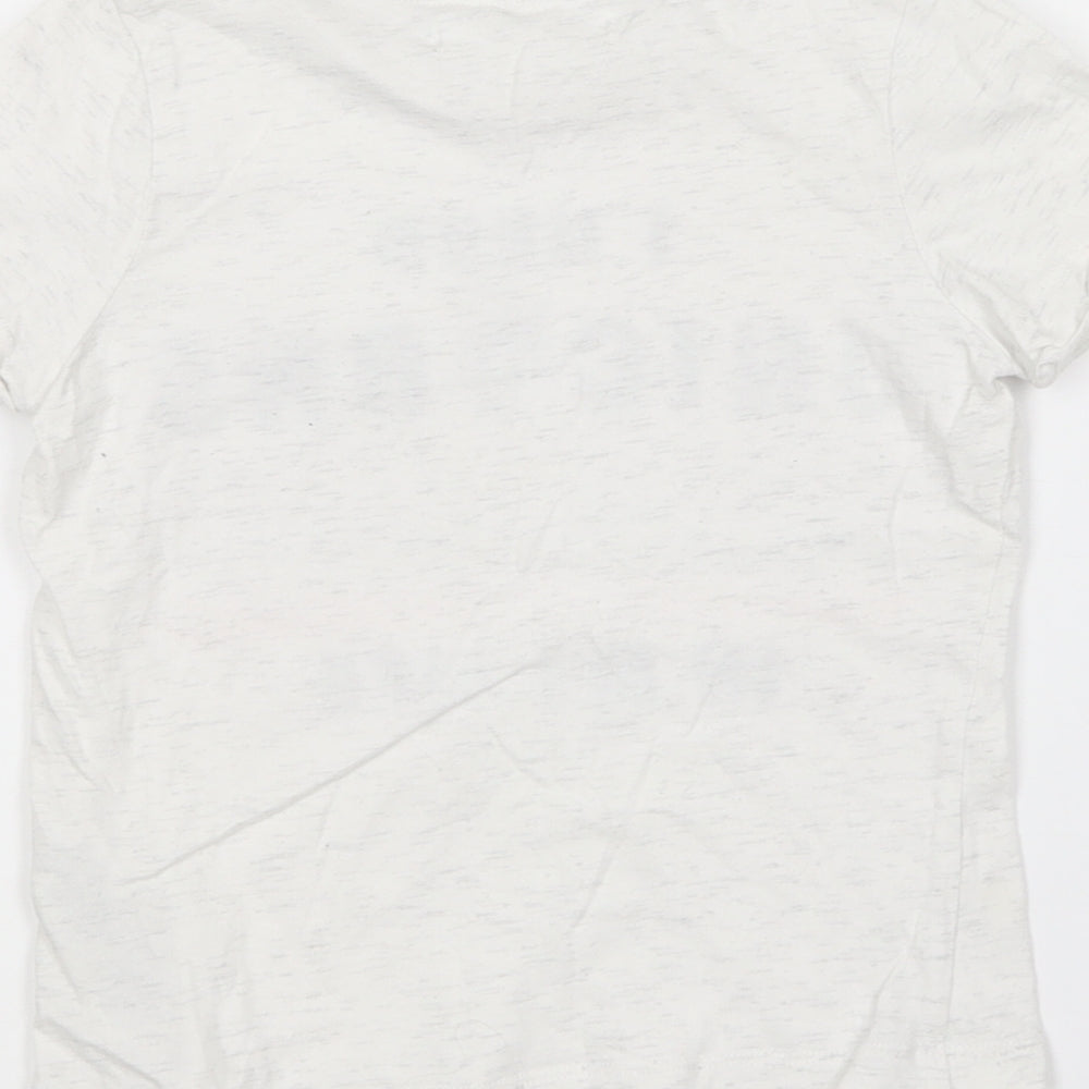 Marks & Spencer Girls White Cotton Basic T-Shirt Size 6-7 Years Round Neck - Unicorn