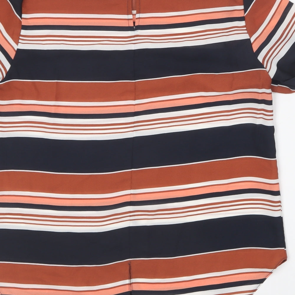 Dorothy Perkins Womens Multicoloured Striped Polyester Basic Blouse Size 8 Round Neck