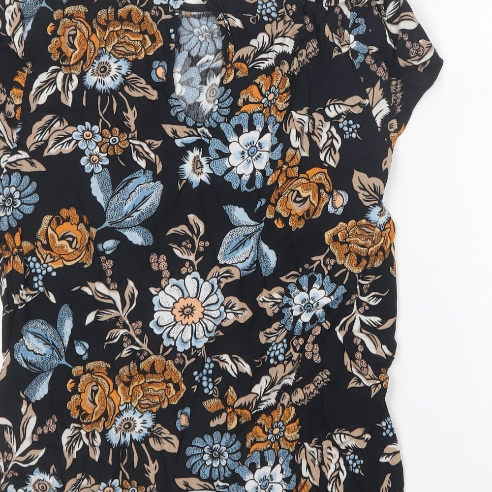H&M Womens Multicoloured Floral Viscose Basic Blouse Size 6 Round Neck